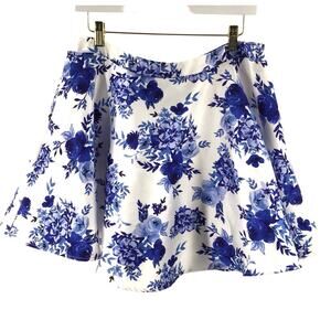 CITY STUDIO SZ 15 Juniors Blue White Floral Skater Party Mini Skirt NEW 0B12
